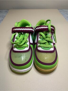 Vintage Kids Green and Purple Nike Sneakers